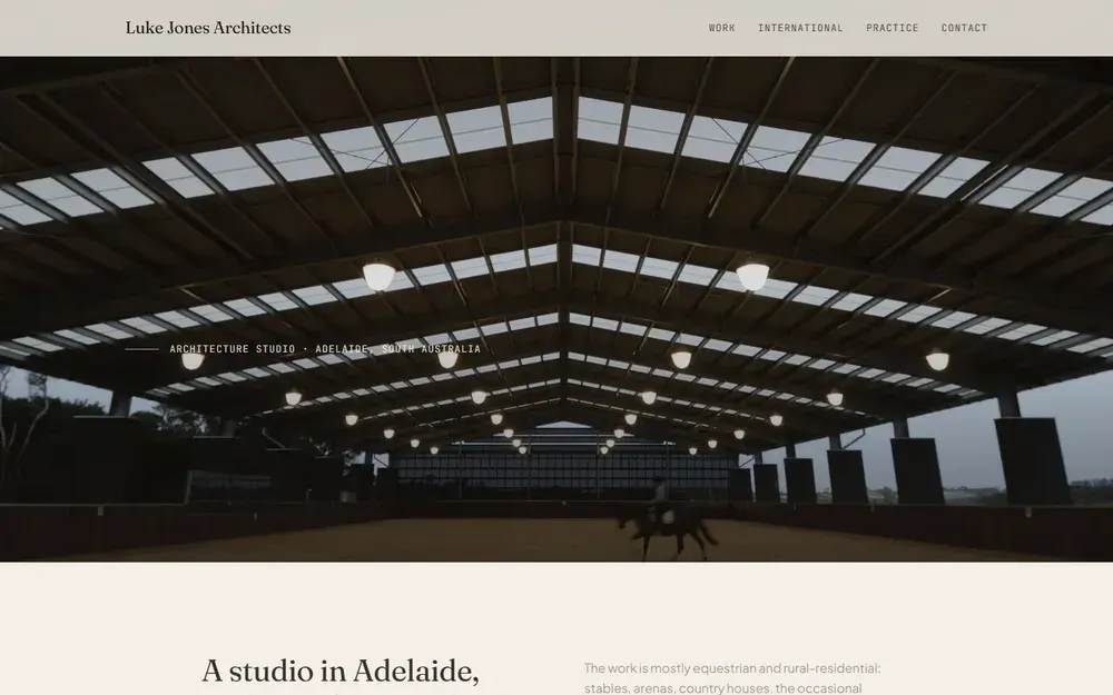 Homepage of the rebuilt Luke Jones Architects website