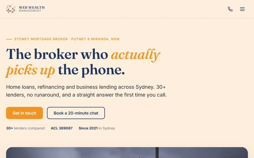 Homepage of the rebuilt Web Wealth Management website