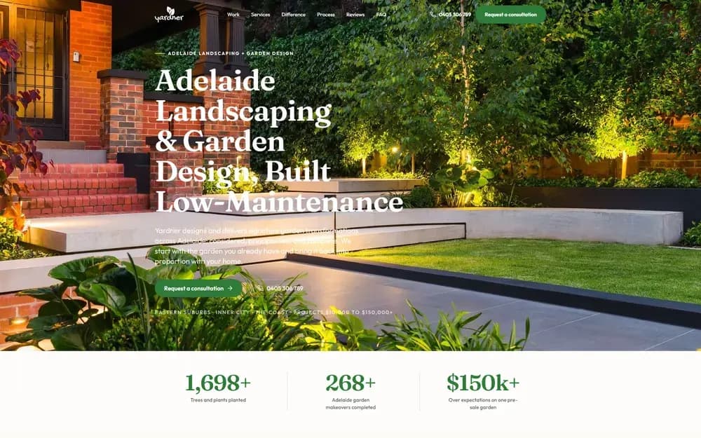 Homepage of the rebuilt Yardner website